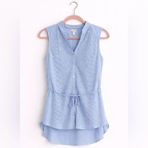 Anthropologie Tiny Embroidered Eyelet Tank | Blue | Size L | NWT